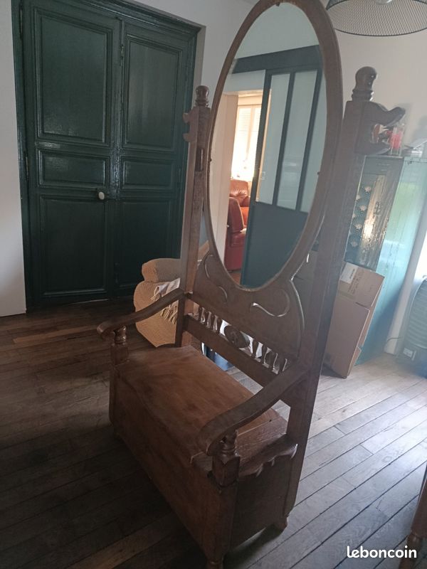 Rare meuble d'entrée ancien en bois sculpté (image 3)