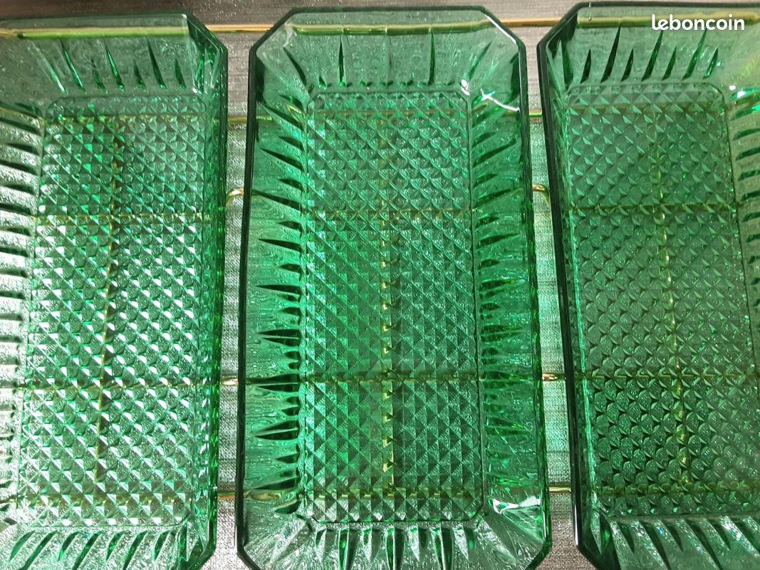 Vereco Set Apéritif en Verre Ambré, Vintage plateau apéritif 70's