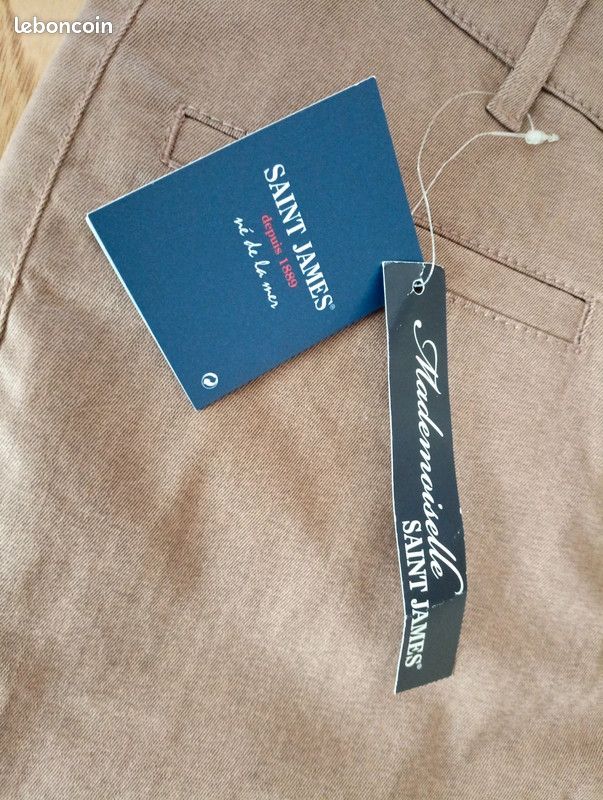 Très joli pantalon marron clair, Mademoiselle Saint James, taille 38, neuf avec étiquette (image 4)
