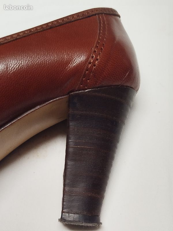 Escarpins trotteurs vintage cuir marron HIRICA Prestige - T36 - Made in France (image 8)