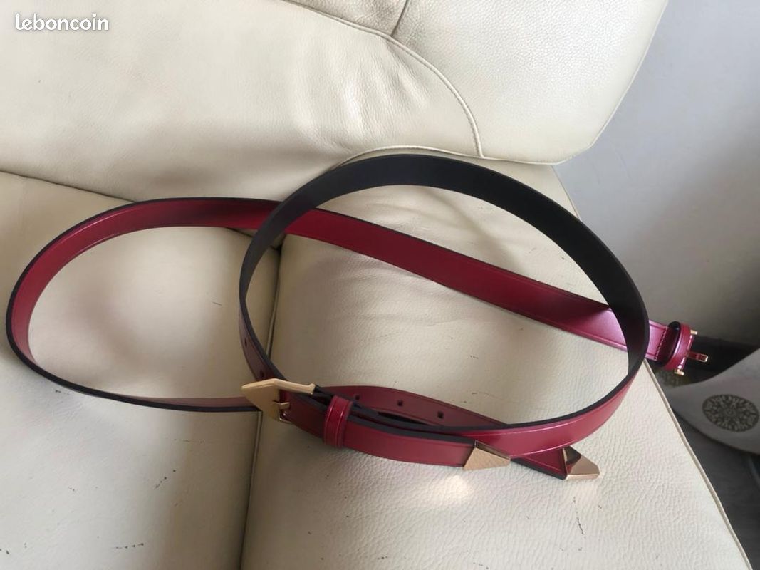 Ceinture class en cuir - Couleur rouge - Fin de série Galérie LaFayette (image 3)