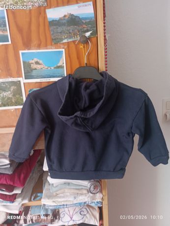 Sweat zippé à capuche avec inscription brodée dos fille -... gris chine