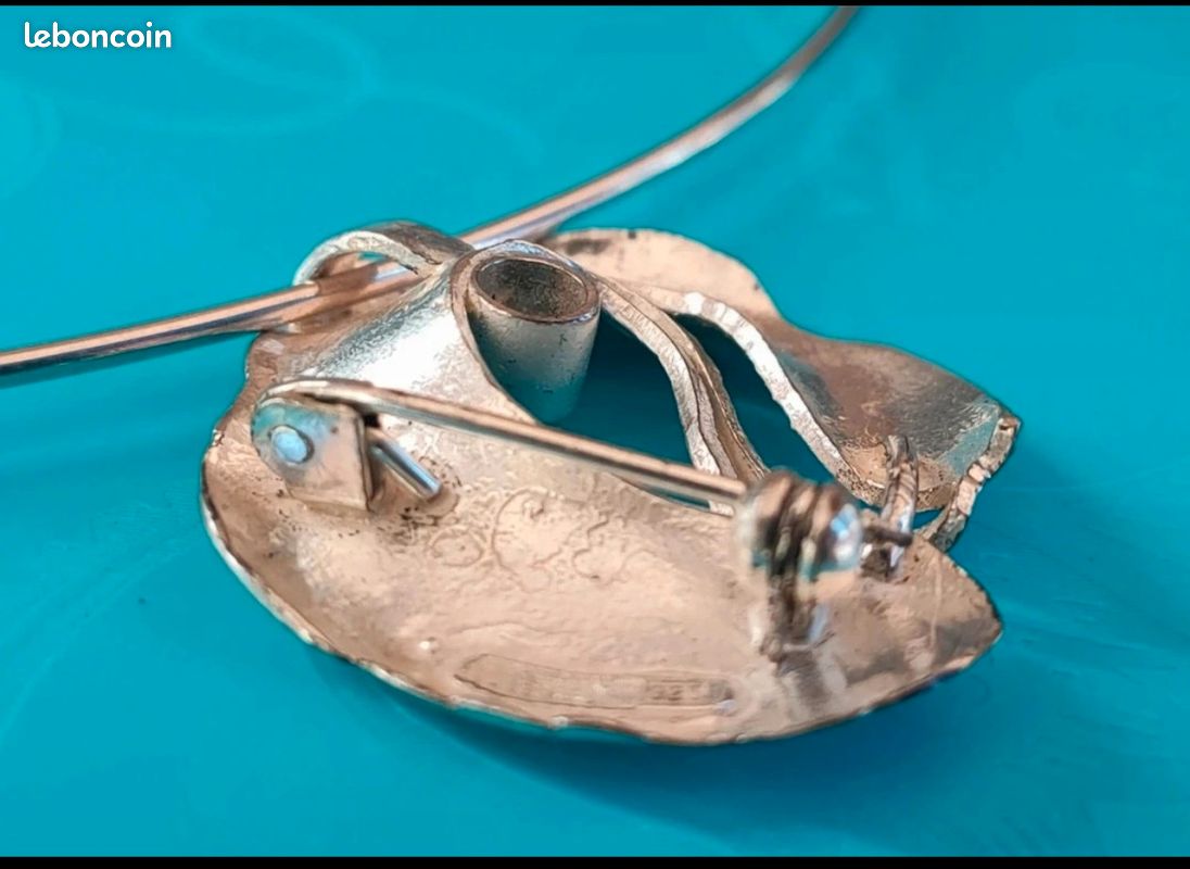Ancien Pendentif En Argent Massif 925 Créateur Breloque Art Nouveau Déco émaux