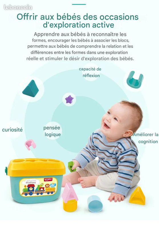 Boîte d'association cognitive de couleur graphique, jouet pour nourrissons et tout-petits, Bloc de construction (image 13)