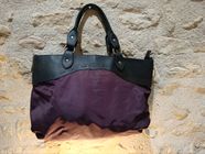 Sac à Main Vintage SOCO En Cuir Et Raphia - Authentique - Occasion - Porté épaule