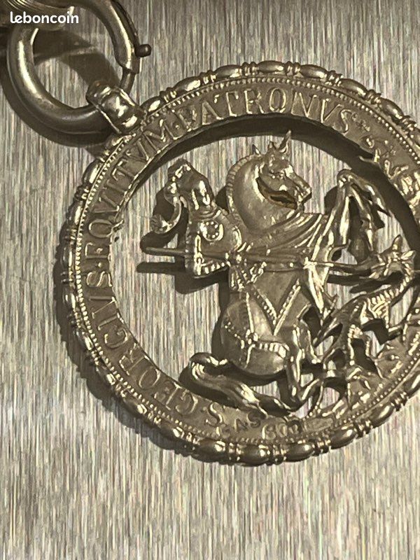 Chaînette et sa médaille St Georges argent et or (image 5)
