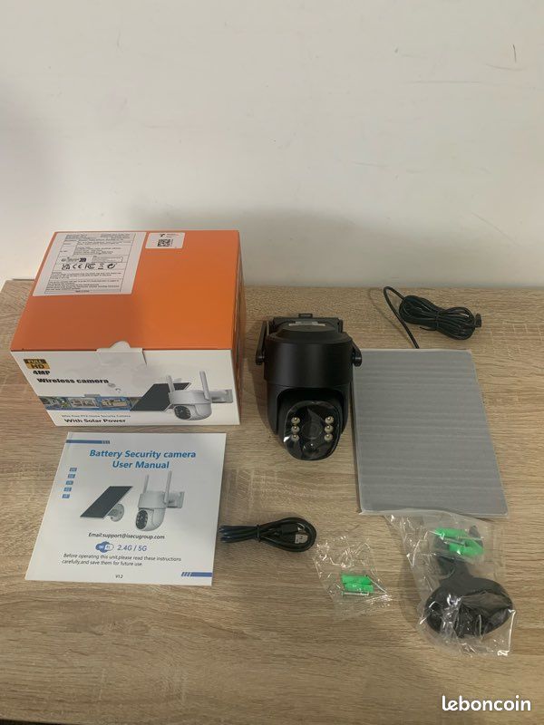 Ctronics Caméra Surveillance WiFi Extérieure Solaire 2K 360° PTZ - Batterie 2304x1296P Vision Nocturne