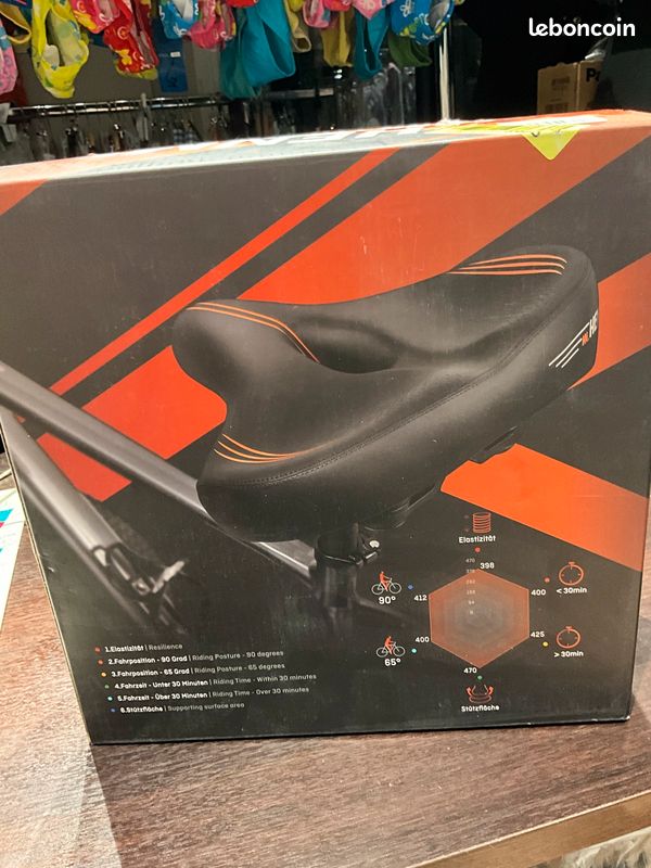 Selle Vélo Confortable Orange PU Gel Imperméable Universelle