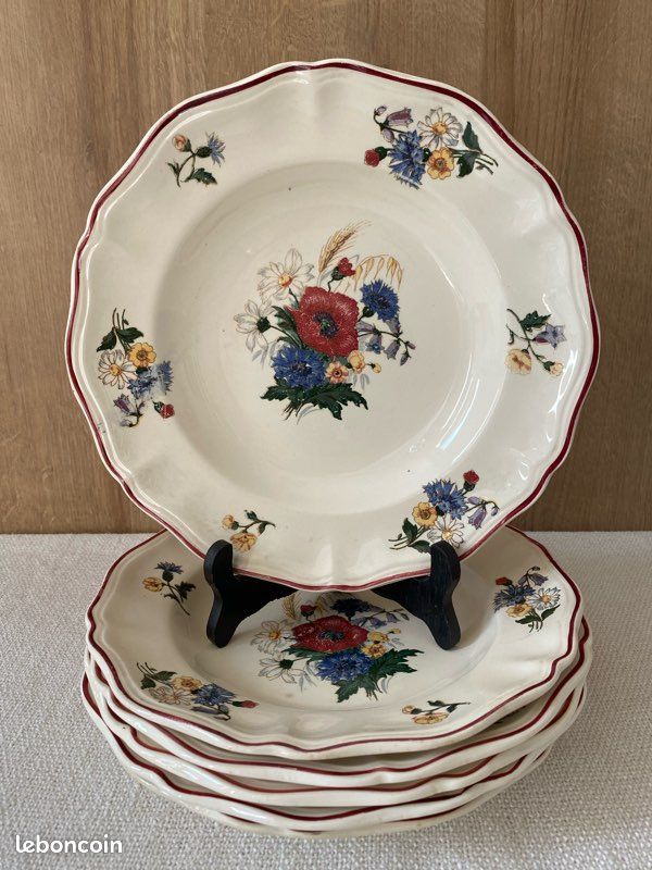 Lot Vintage Arcopal : 2 Assiettes Creuses + 1 Coquetier En Verre Multicolore