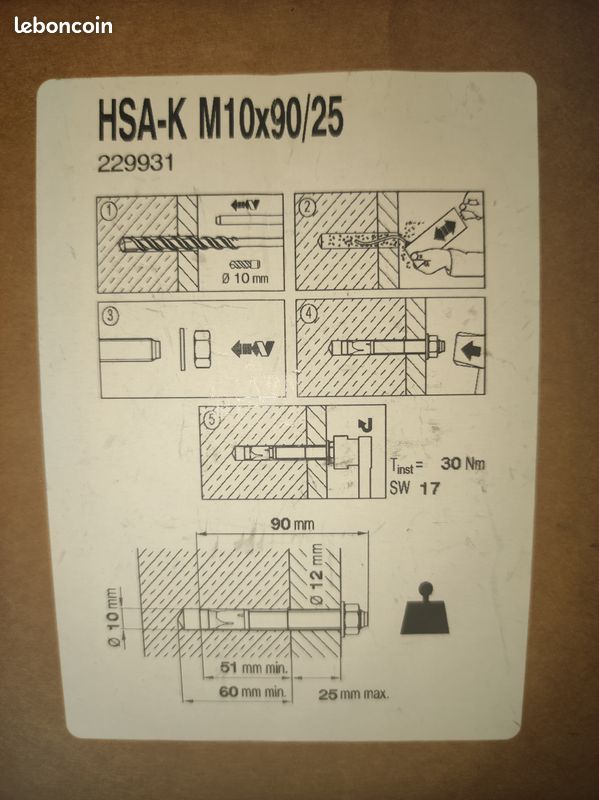 Tiges filetées d'ancrage chimique HILTI M10x90/25 (image 3)