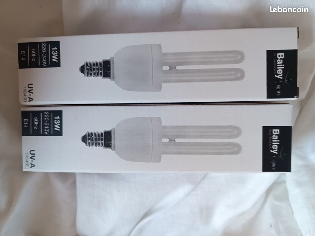 2 lampes Uv Actinique E14 240V 13W UV-A BL368 Bailey
Numéro d'article: 143499 (image 1)