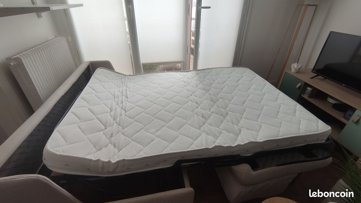 Canapé lit 2 places sans accoudoir - Tweed - Couchage 120 x190 cm - Largeur 150 cm (image 6)