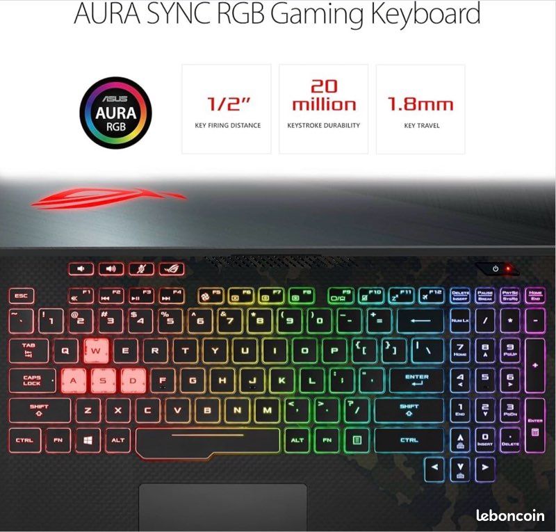 ASUS ROG STRIX SCAR II – 17” Gaming – i7 – RTX 2060 6Go – 32Go RAM – SSD Samsung NVMe 1To – 144Hz (image 6)