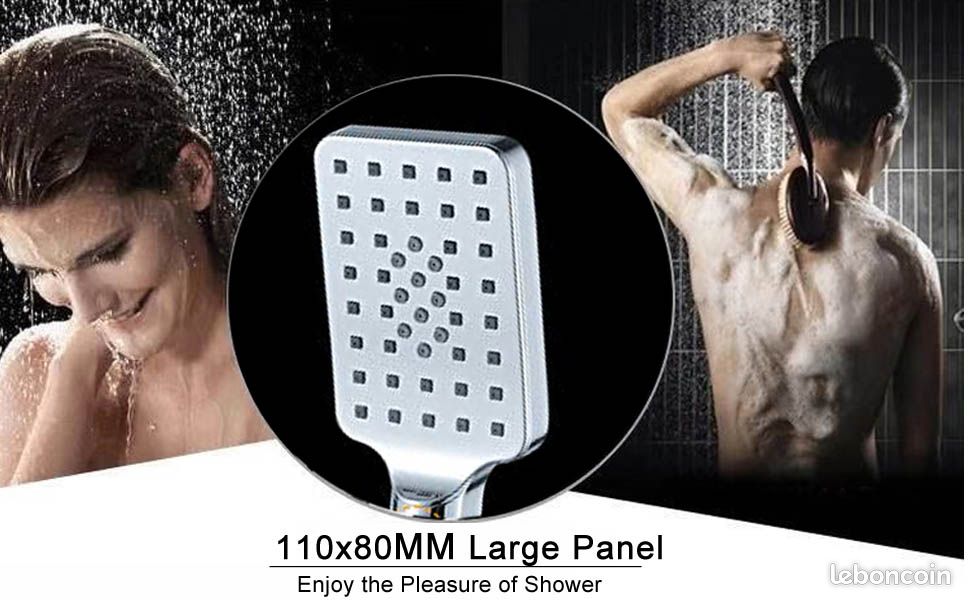 Douchette à Main Carré, Douche de main Pomme de Douche, pommeau de douche Argent Interface 1/2 pouce (image 4)
