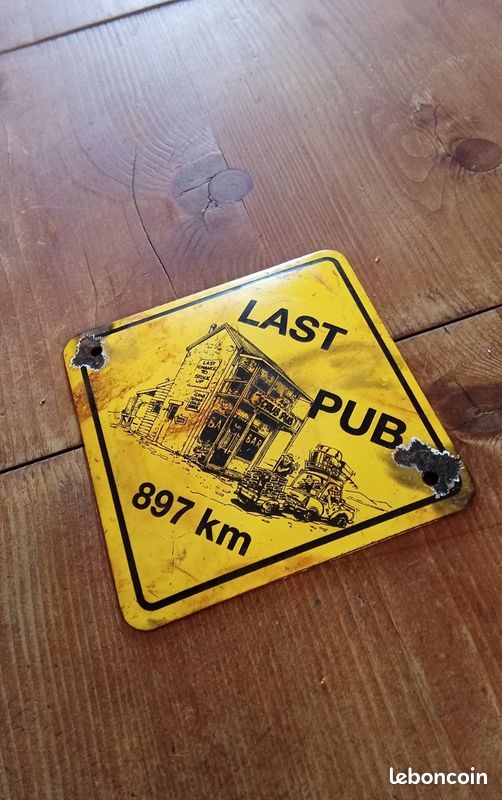 Plaque émaillée publicitaire last pub 897 km vintage déco loft (image 3)