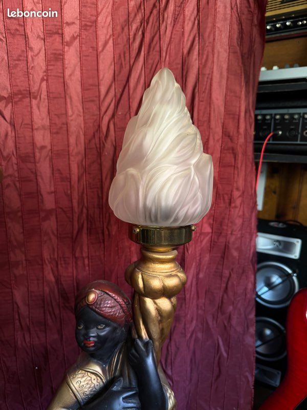 Paire de statuettes / Torchères style Vénitien en plâtre – 94 cm & 1m74 (avec colonne) (image 6)