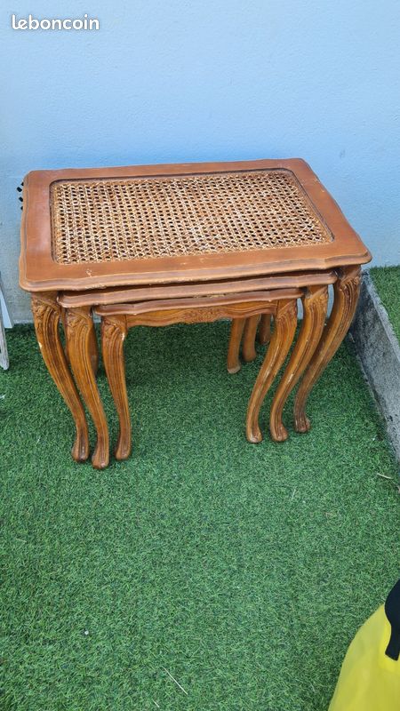 Lot tables basse gigogne bous cannage (image 1)