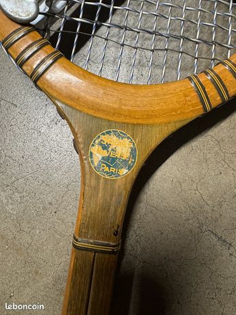 Raqueta De Tenis De Madera 69x22 Con Prensa ZÉPHYR Vintage