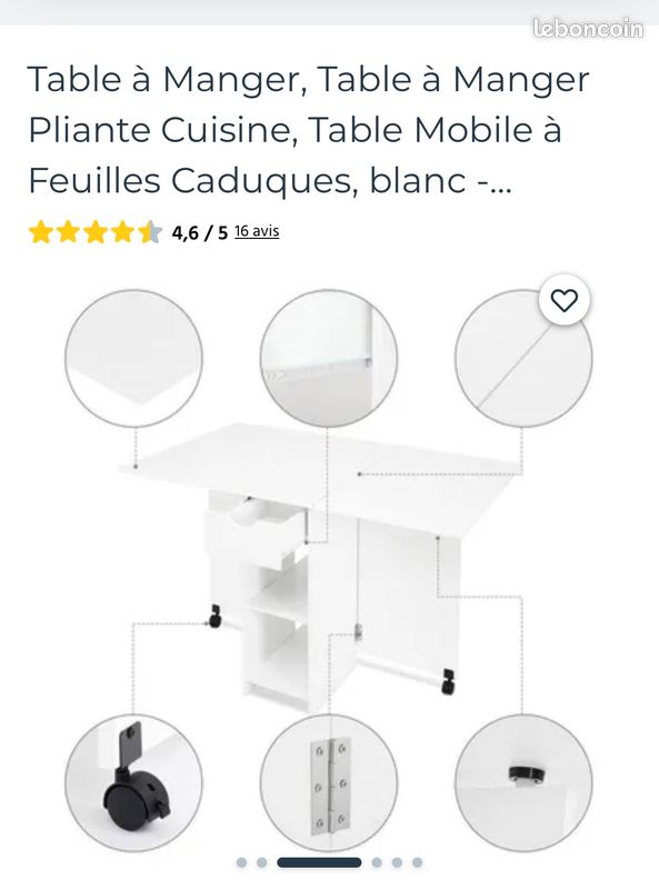 Table à manger pliante (image 4)