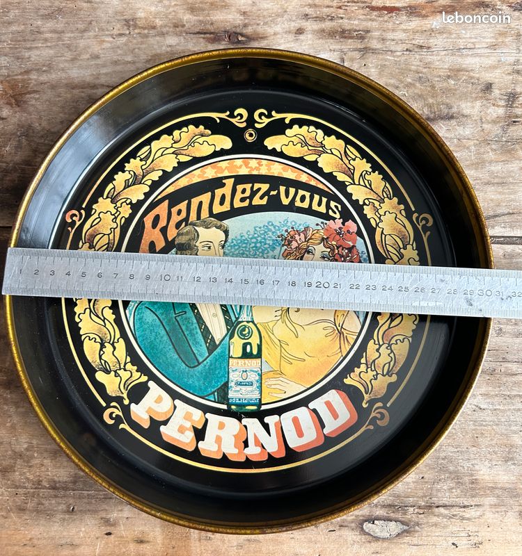 Plateau publicitaire Pernod Rendez-vous vintage tôle lithographiée style Belle Époque (image 6)