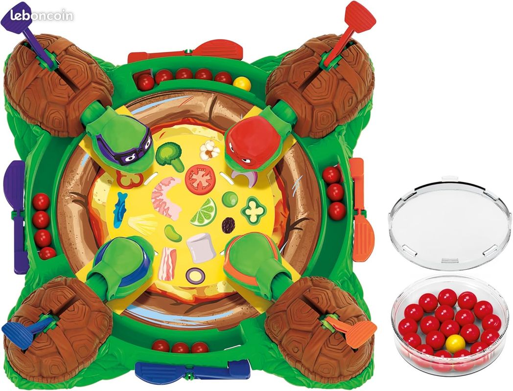 Hippos Gloutons Édition Tortues Ninja – Jeu De Plateau Avec Billes à Avaler, Autocollants Pizza, Dès 4 Ans, 2-4 Joueurs
