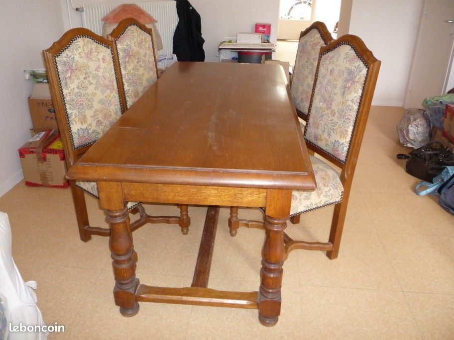 Idéal pour maison de campagne Table et chaises chêne massif (image 1)