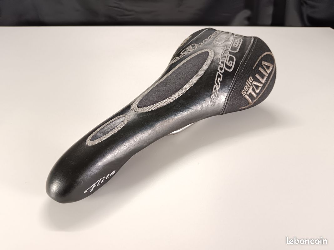 Selle Selle Italia Flite Genuine Gel | Cuir, Titane, Bleue | Neuve En Boîte | Vélo Course/VTT