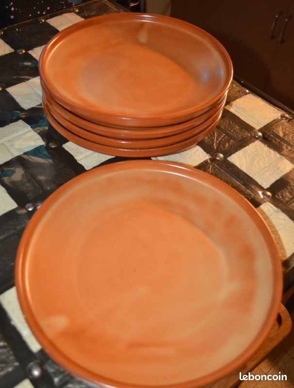 Lot de 5 assiettes plates en grès de diamètre 22 cm (image 1)