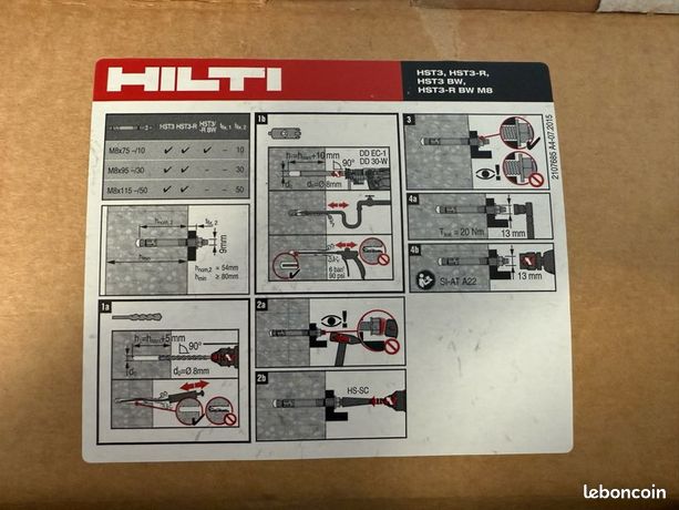 BOITE DE 25 goujons Cheville segments hilti HSA M12x150 55 75 EUR 20,00 - FR
