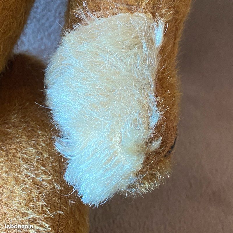 Lapin Peluche Ancien – Yeux En Verre, Bourrage Paille, Sonnailles, France