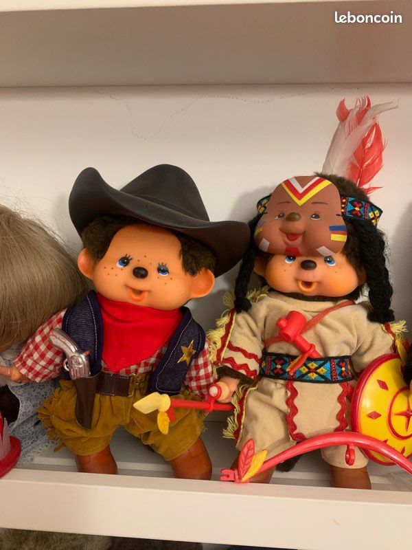 Kiki Le Vrai Monkey Plush Monchhichi  COW - BOY MARRON