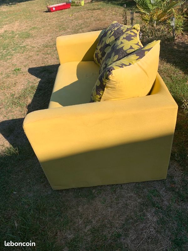 Canapé jaune/vert bon état (image 3)
