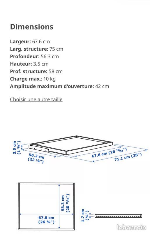 Plateau coulissant KOMPLEMENT Ikéa (image 2)