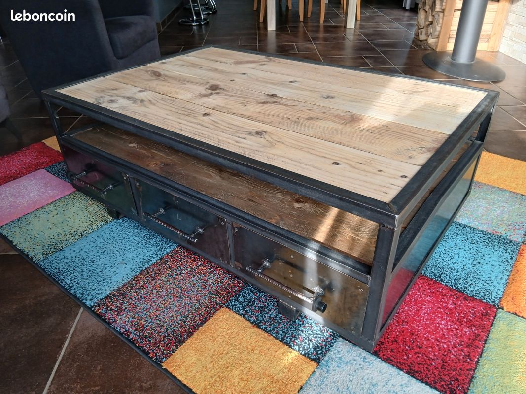 Table basse bois métal (image 1)