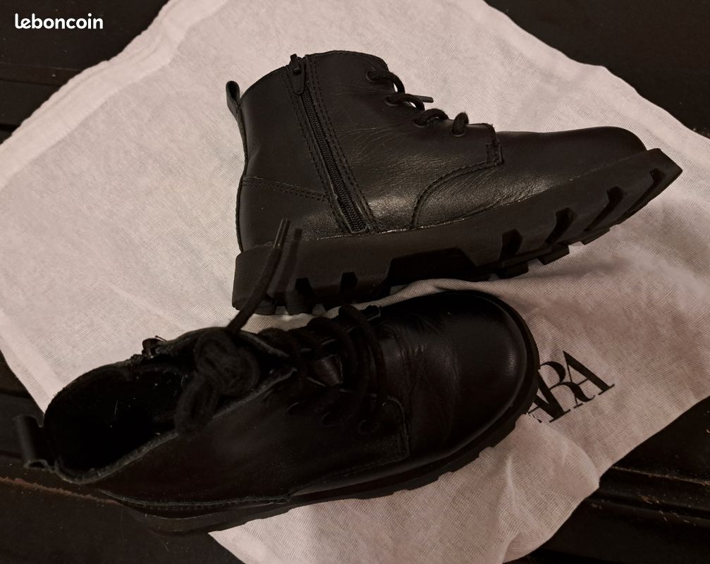 Bottines Zara fille noir en cuir taille 27 Chaussures