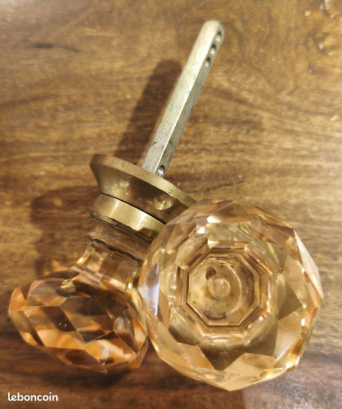 Poignée de porte en verre diamant rose orange (image 3)