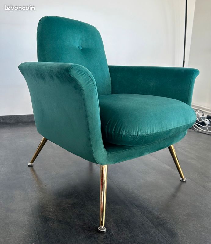 Fauteuil velours vert neuf La Redoute Intérieurs (image 2)