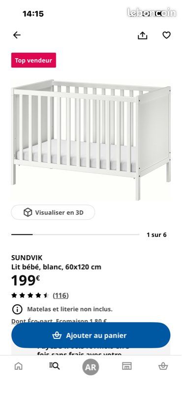 Lit bébé Sundvik IKEA (image 1)