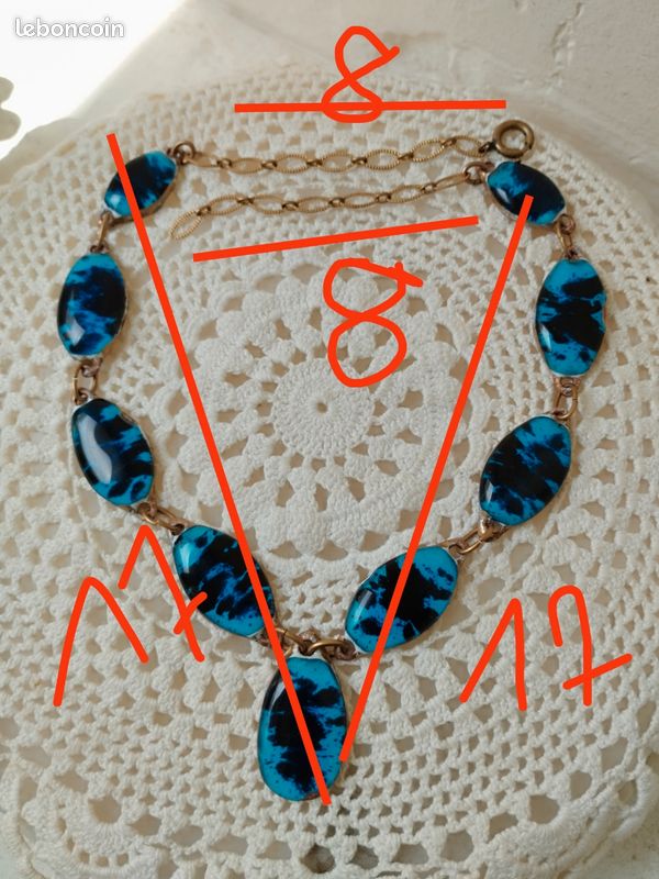Magnifique Collier Pendentif Vintage En émaux D'art - Créateur Rare, Référence 5061 - Parfait état (occasion)