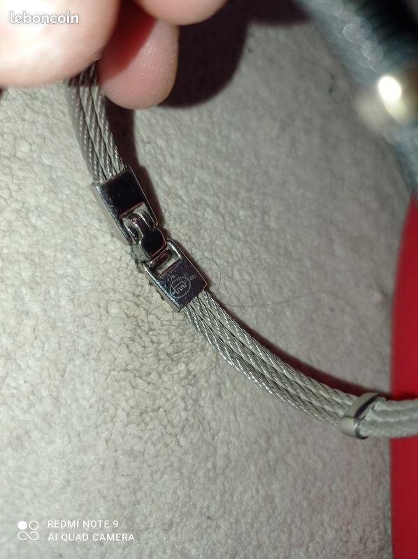 Bracelet double câble avec plaque en or 18K (image 4)