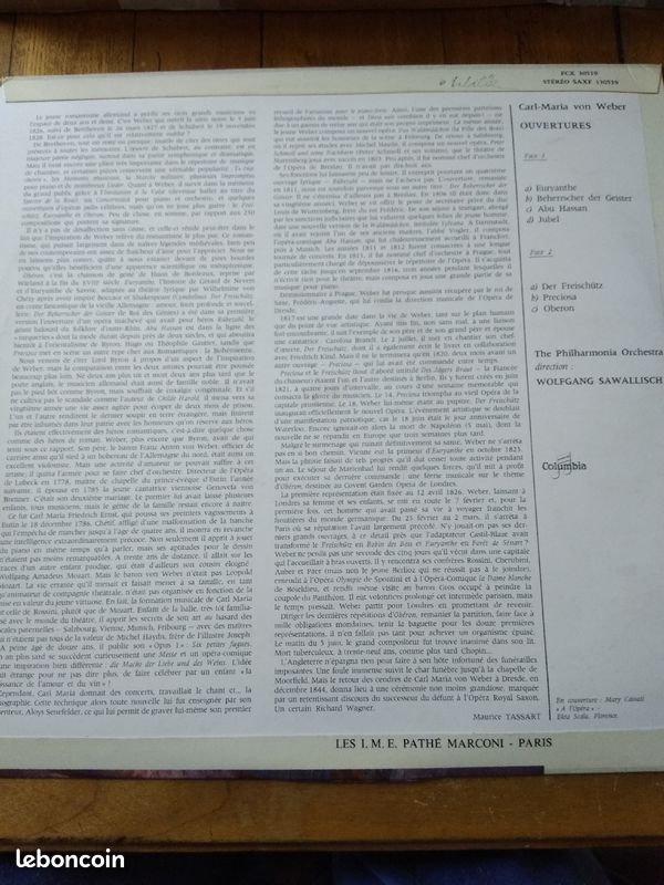 Disque Vinyle de Carl-Maria VON WEBER 33T (image 3)