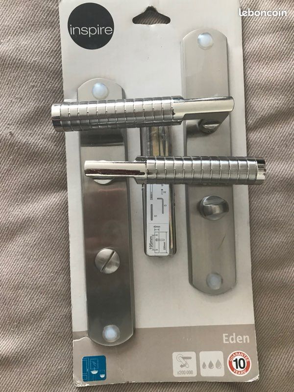 2 poignées de porte Eden condamnation INSPIRE, zamak entraxe 195 mm (image 1)