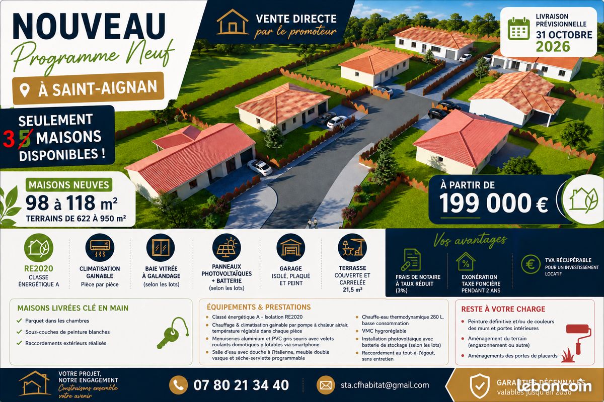 Maison 5 pièces 116 m² · à Saint-Aignan · 116 m² · 199 000 €