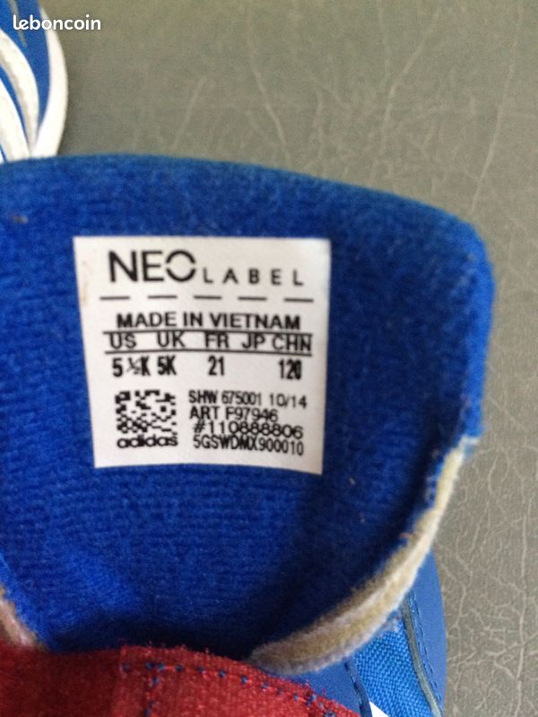 Baskets enfant ADIDAS NEO bleu bandes blanche T-21 (image 5)