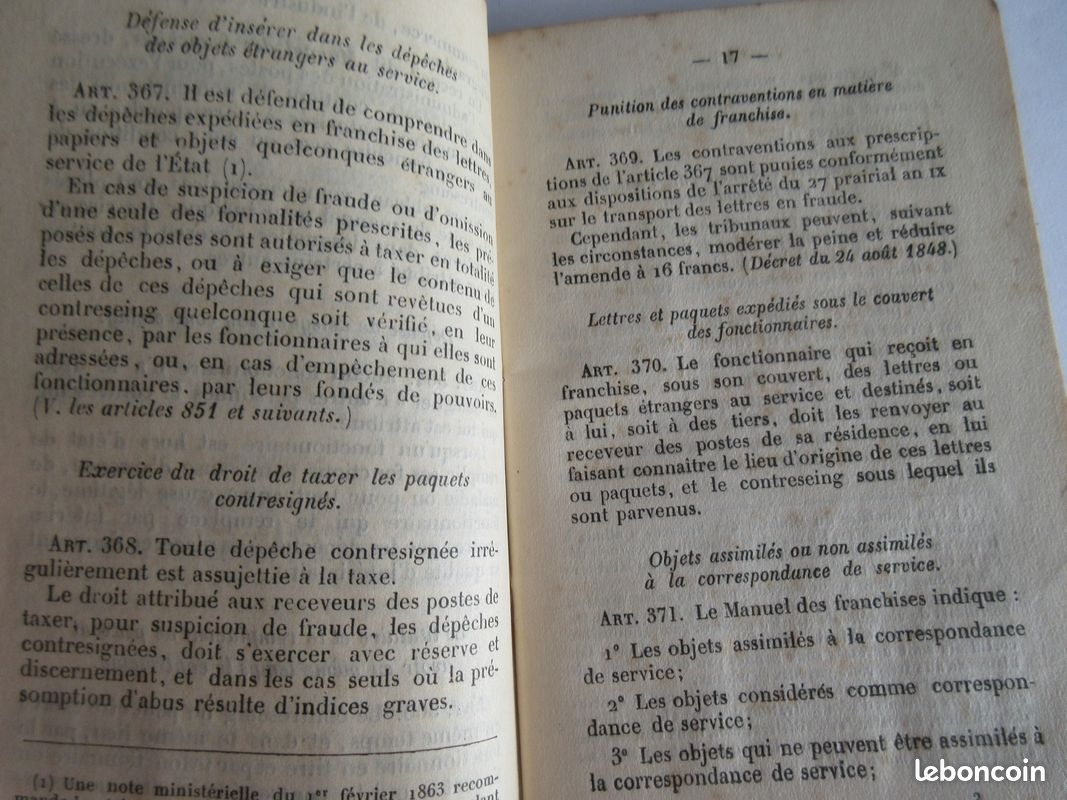 Extrait de l instruction générale sur le service des Postes (image 3)