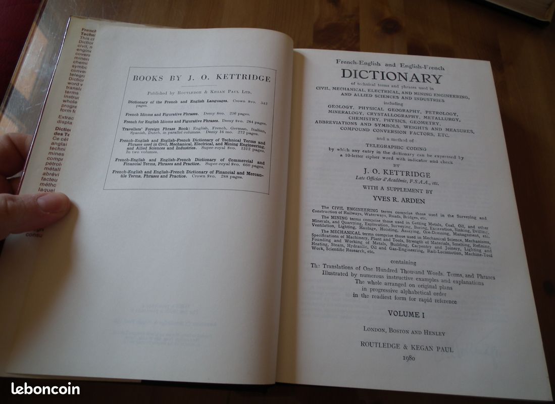 Dictionary of technical Terms and Phrases par J. O. Kettridge et Yves R. Arden. London. 1980. 2 volumes (image 7)