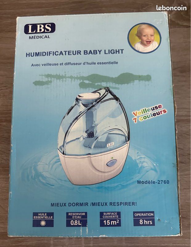 Humidificateur d'air bleu Babylight II LBS : l'humidificateur à