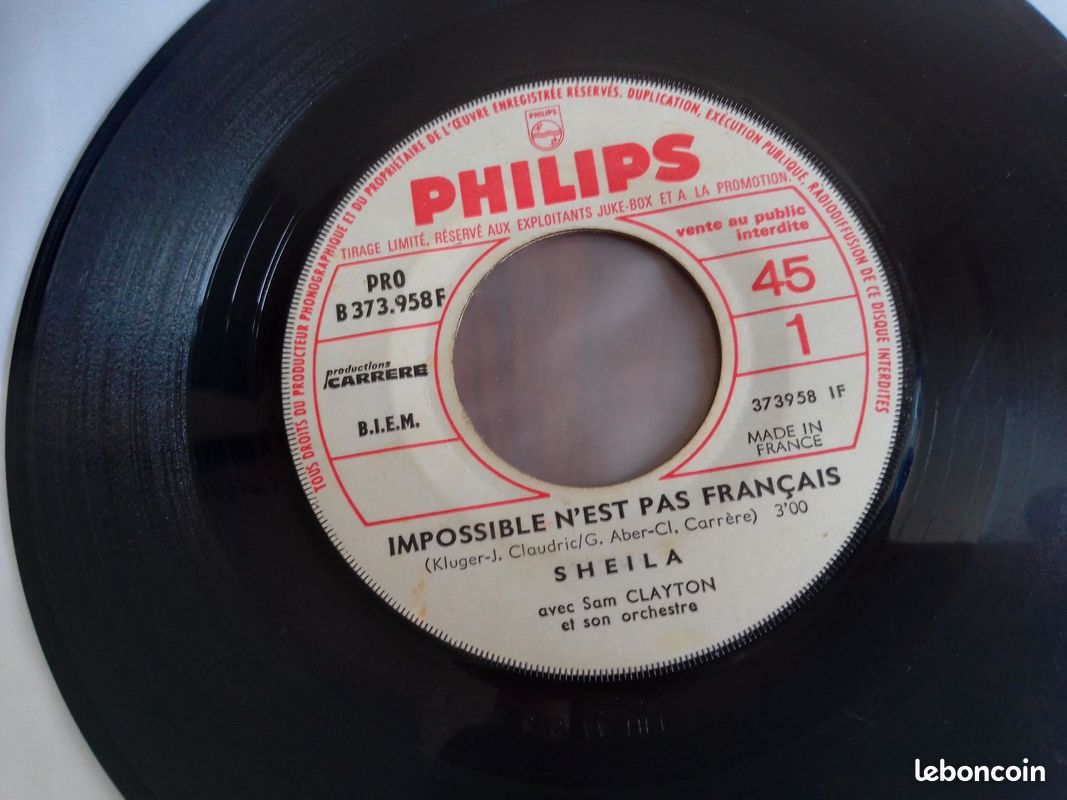 Sheila Rare 45 Tours Vinyle Juke Box Promo "Impossible N'Est Pas Français - Les Jolies Choses" (image 2)