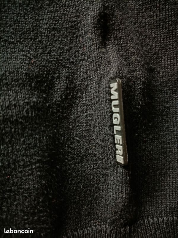 Pull col camionneur noir Mugler Men Thierry Mugler 100 % coton très bon état taille L (image 11)