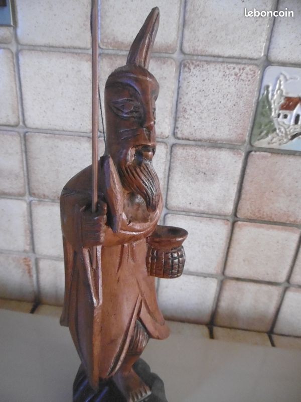 Statuette asiatique en bois - pecheur (image 5)
